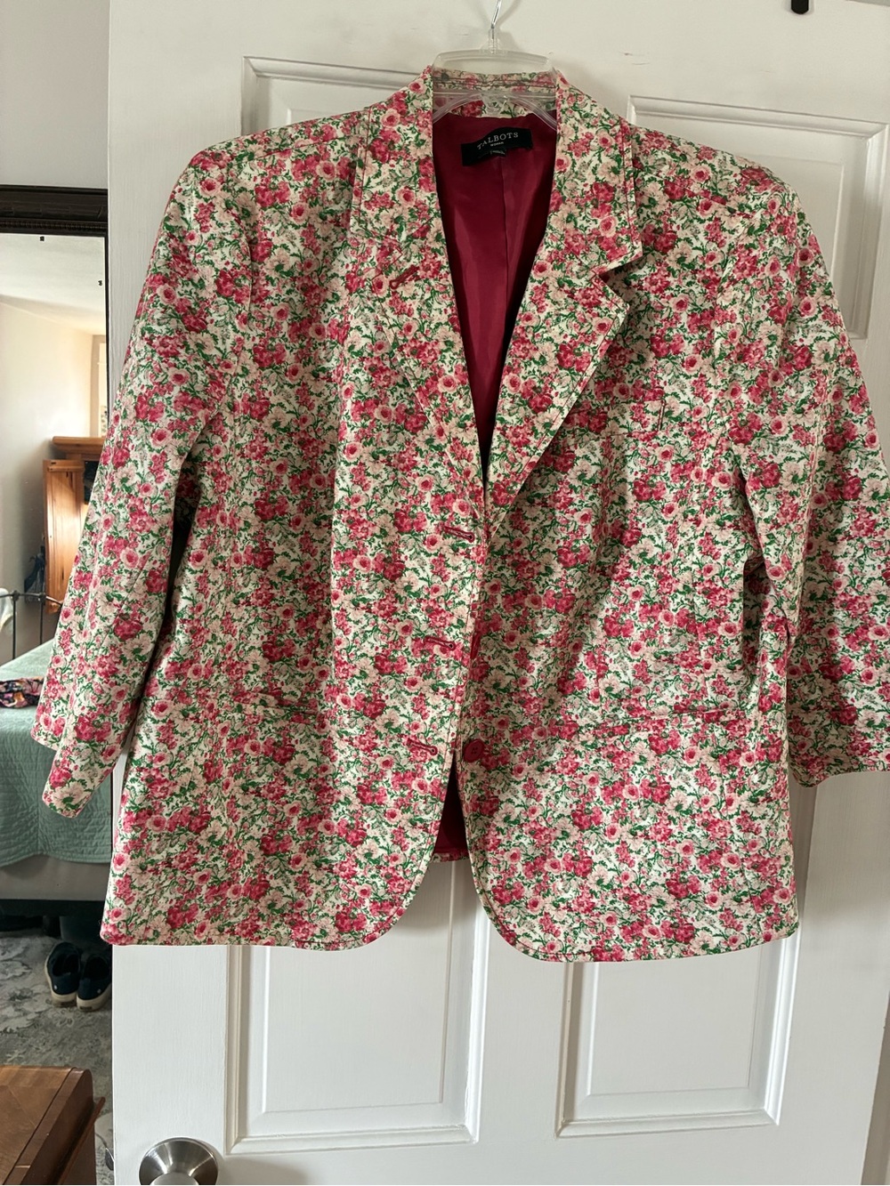 Talbots Floral Blazer in Pink and Green